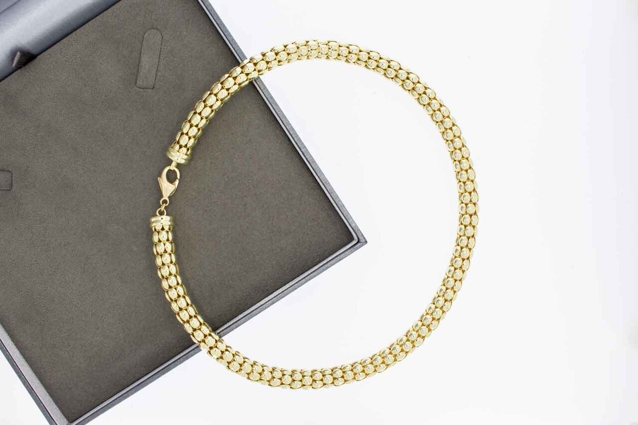 Popcorn ketting 14 Karaat goud - 46,5 cm
