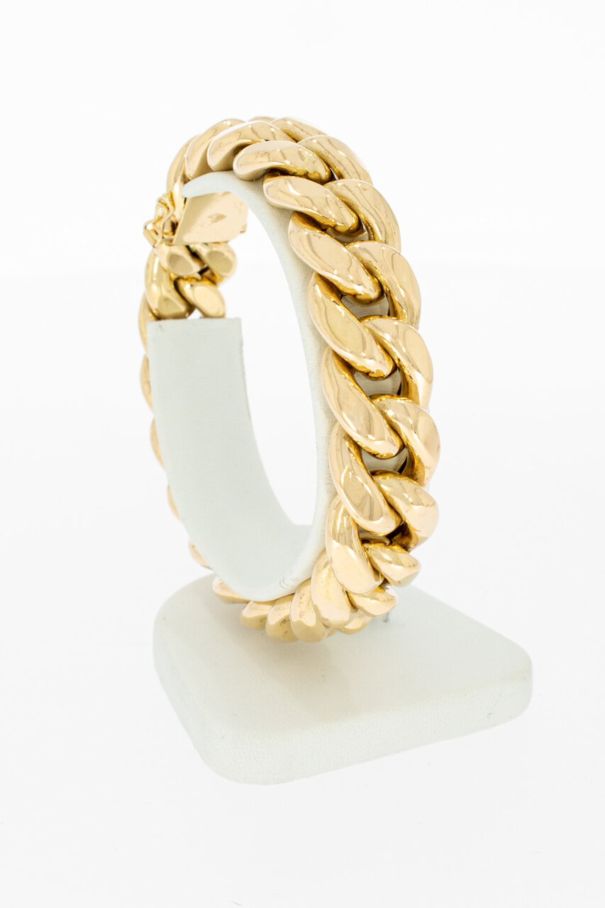 Brede Gourmet armband 18 Karaat goud - 19,9 cm