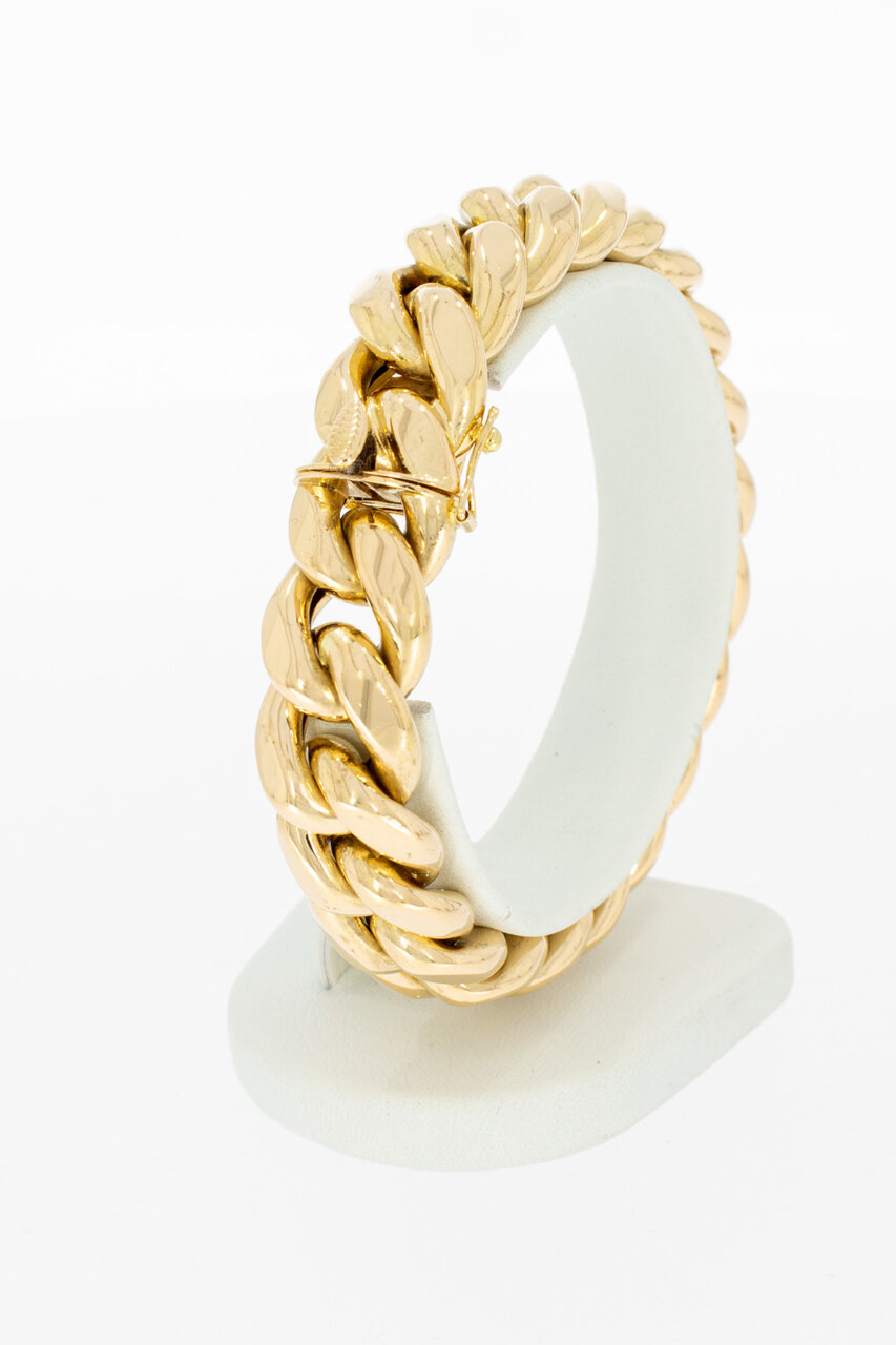 Brede Gourmet armband 18 Karaat goud - 19,9 cm