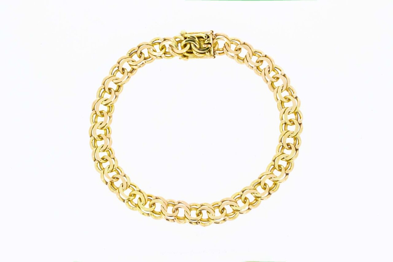 Gevlochten armband 14 Karaat goud - 18,1 cm