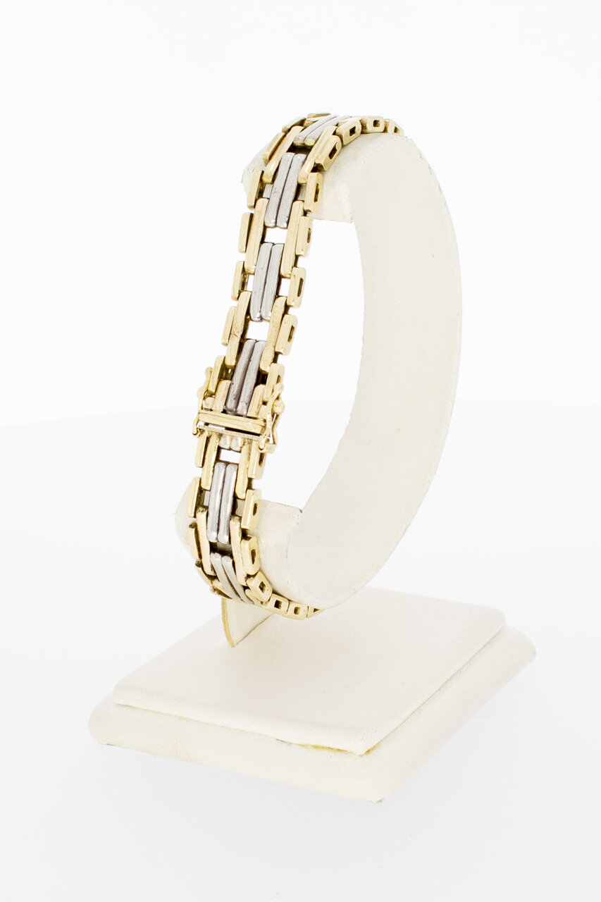 14 Karaat bicolor Staafjes armband - 20,4 cm
