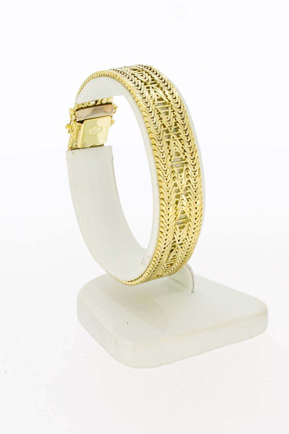 14 Karaat gevlochten dames armband - 17,6 cm