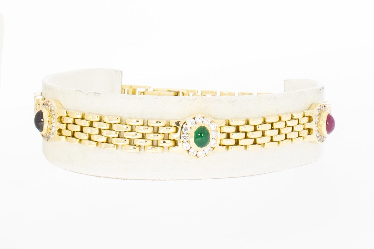 14 Karaat goud edelsteen armband - 20,6 cm