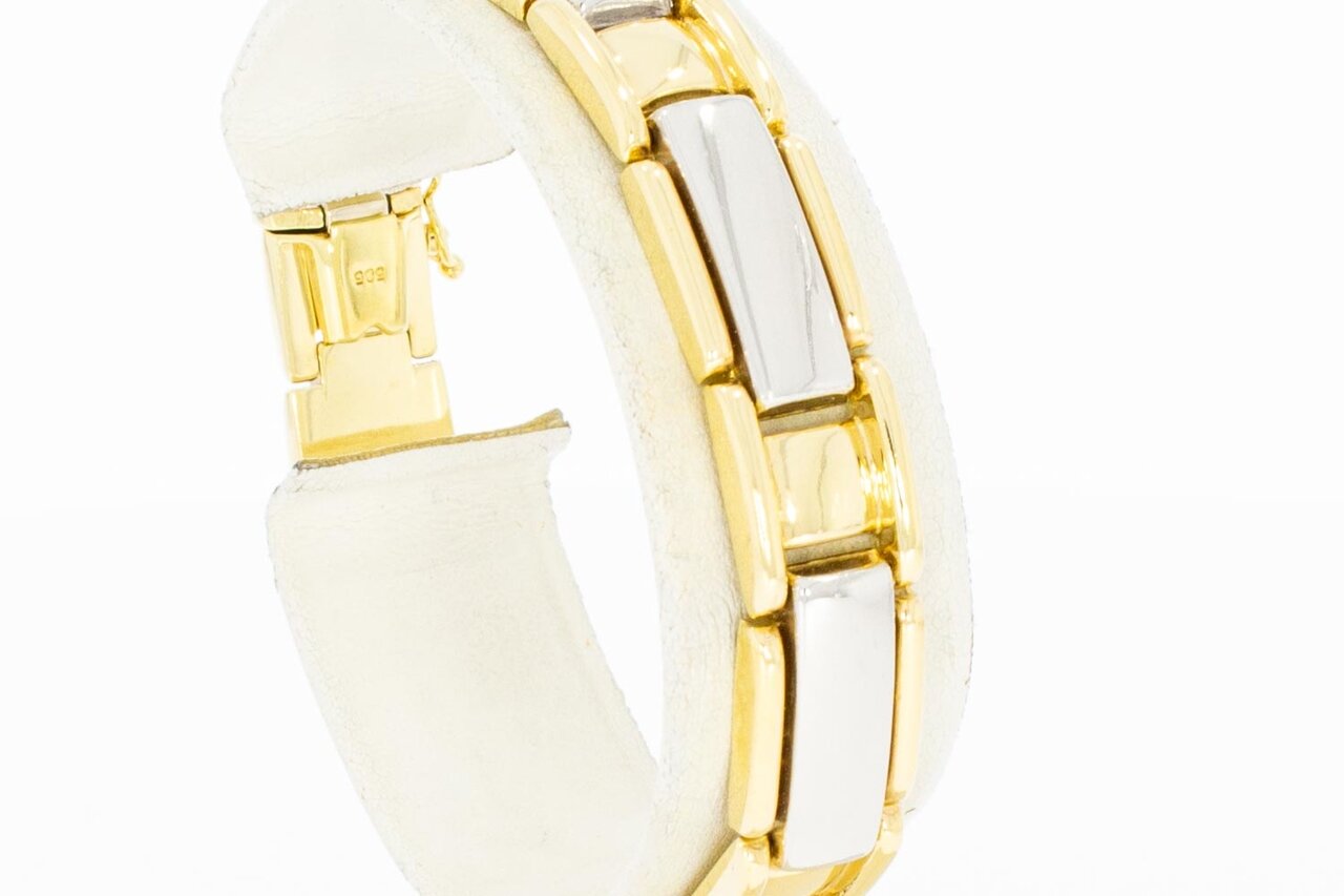 14 Karaat bicolor gouden Plaatjes armband - 18 cm