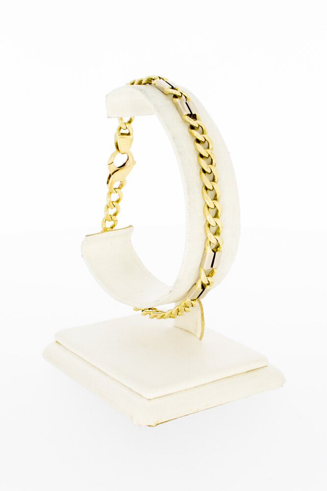 14 Karaat bicolor gouden Gourmet armband - 21 cm