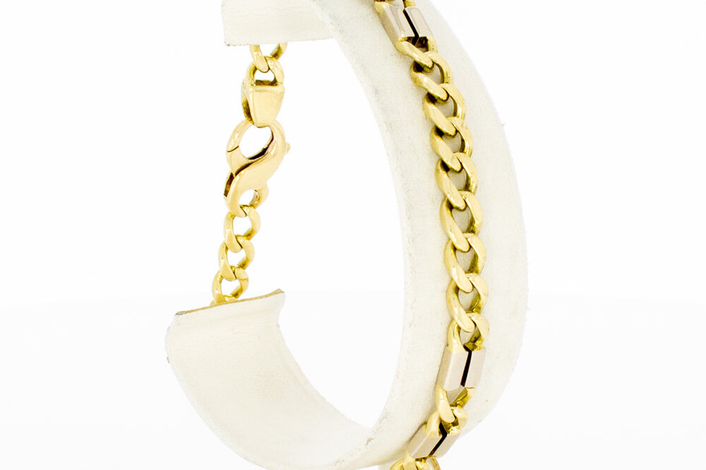 14 Karaat bicolor gouden Gourmet armband - 21 cm