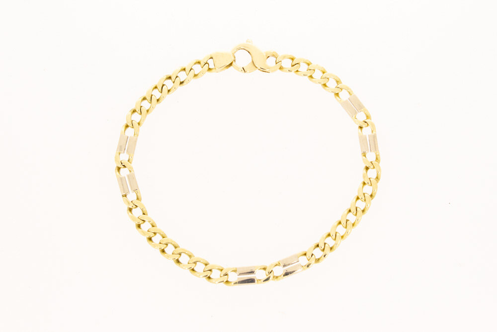 14 Karaat bicolor gouden Gourmet armband - 21 cm