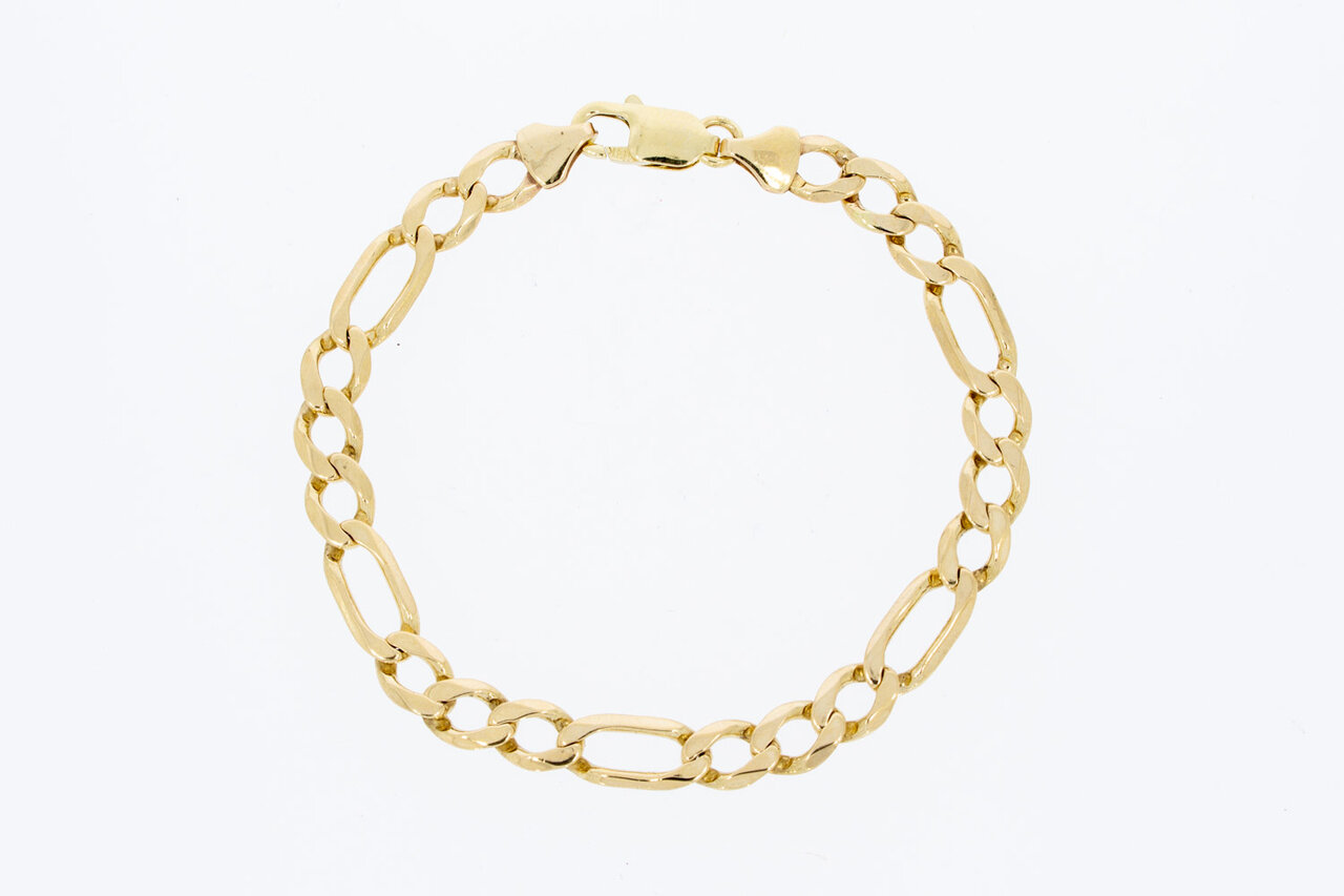 Gouden Figaro armband 14 Karaat - 21,9 cm