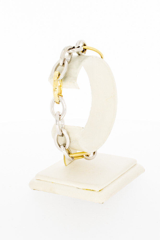 14 Karaat bicolor gouden schakelarmband - 20,5 cm