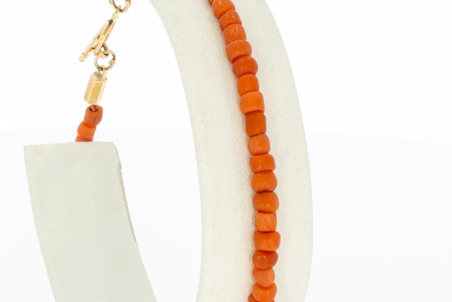 Bloedkoraal armband 14 karaat goud - 18,7 cm
