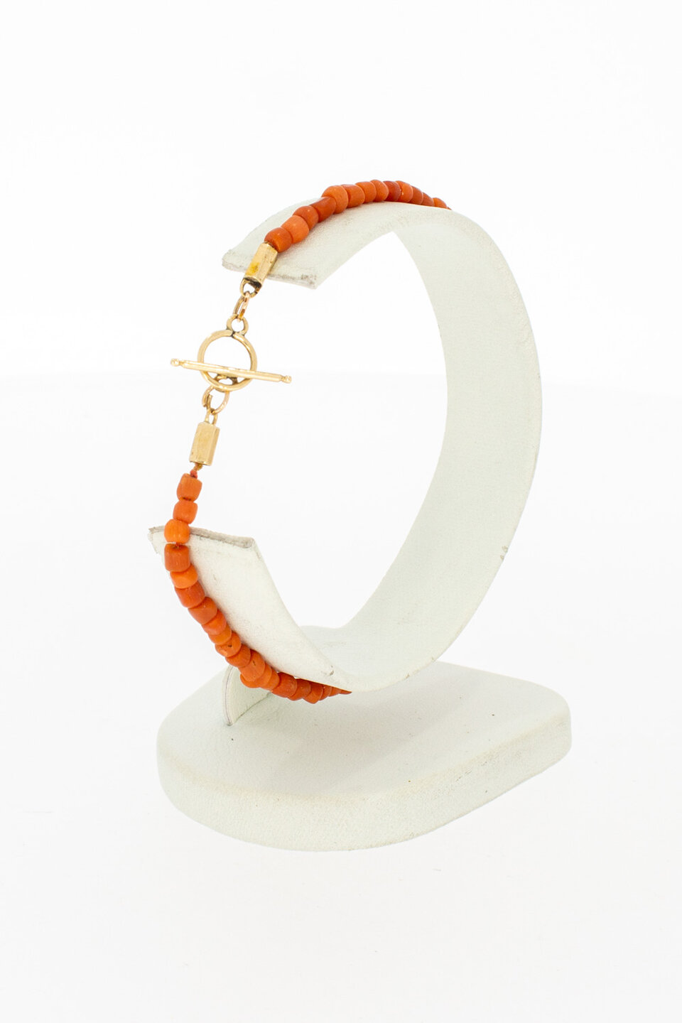 Bloedkoraal armband 14 karaat goud - 18,7 cm