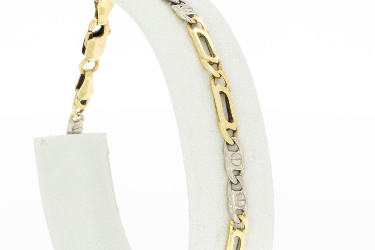 14 karaat goud schakelarmband - 19,5 cm