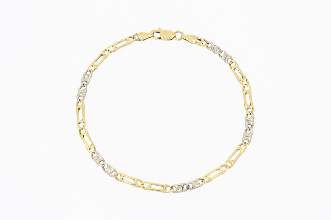 14 karaat goud schakelarmband - 19,5 cm