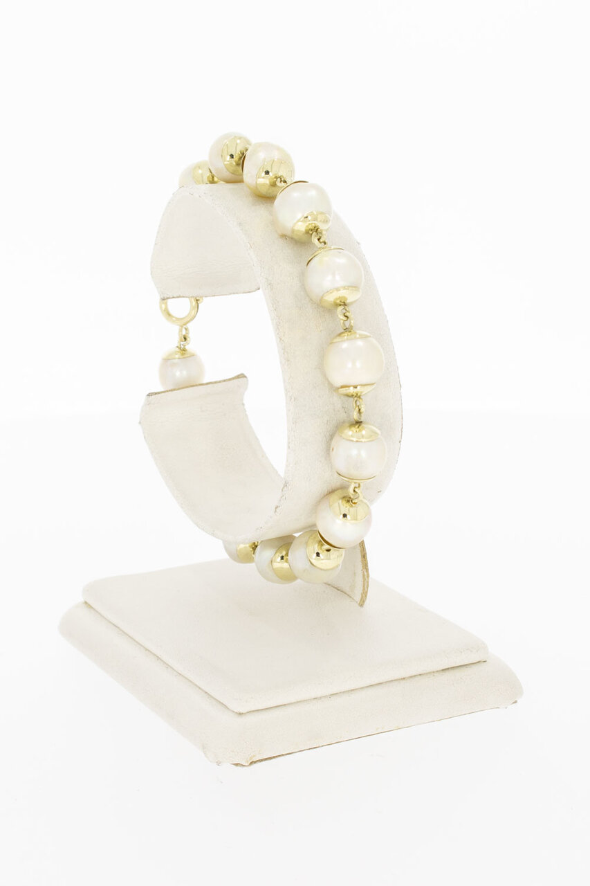 14 Karaat geel gouden Parelarmband - 19 cm
