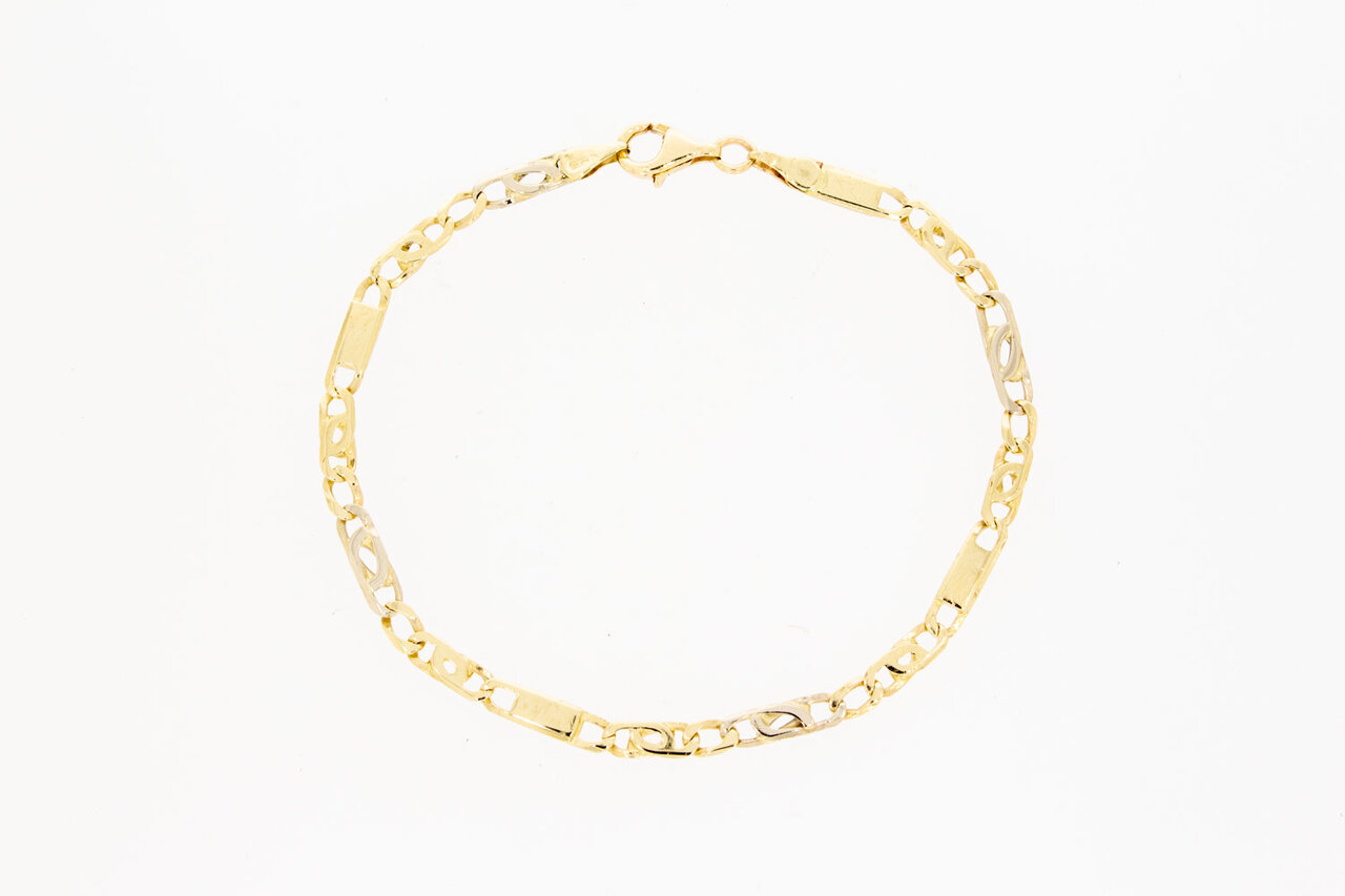 14 karaat Valkoog schakelarmband - 21 cm