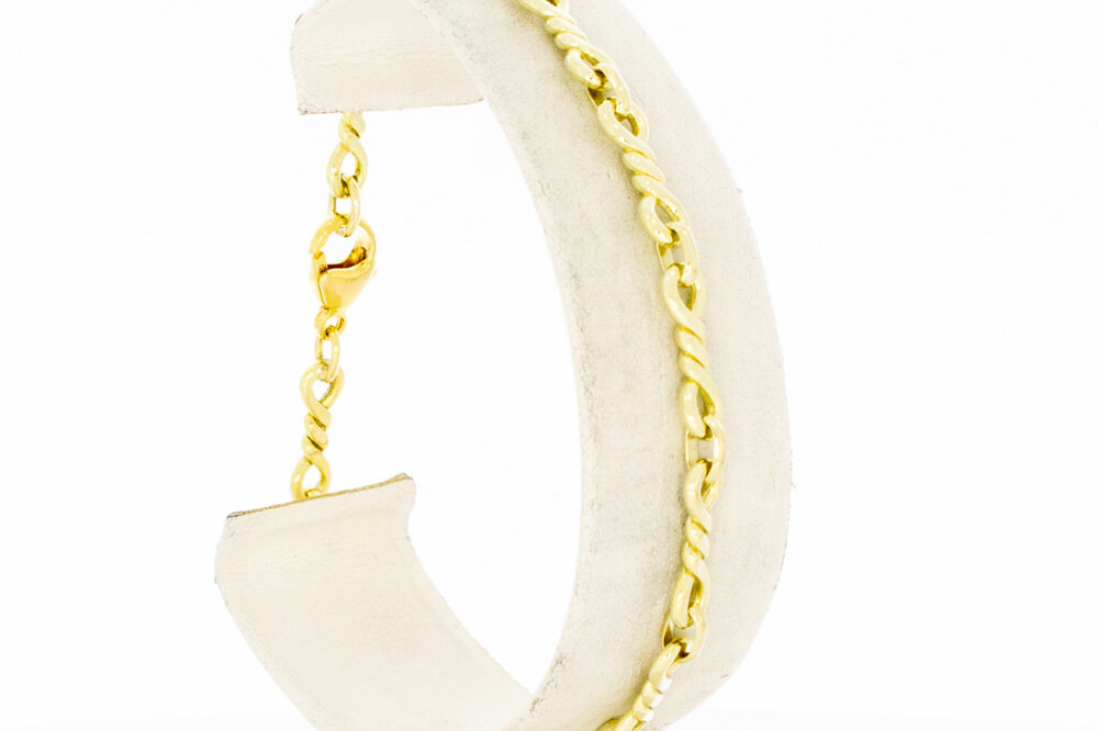 14 Karaat geel gouden schakelarmband - 20,5 cm