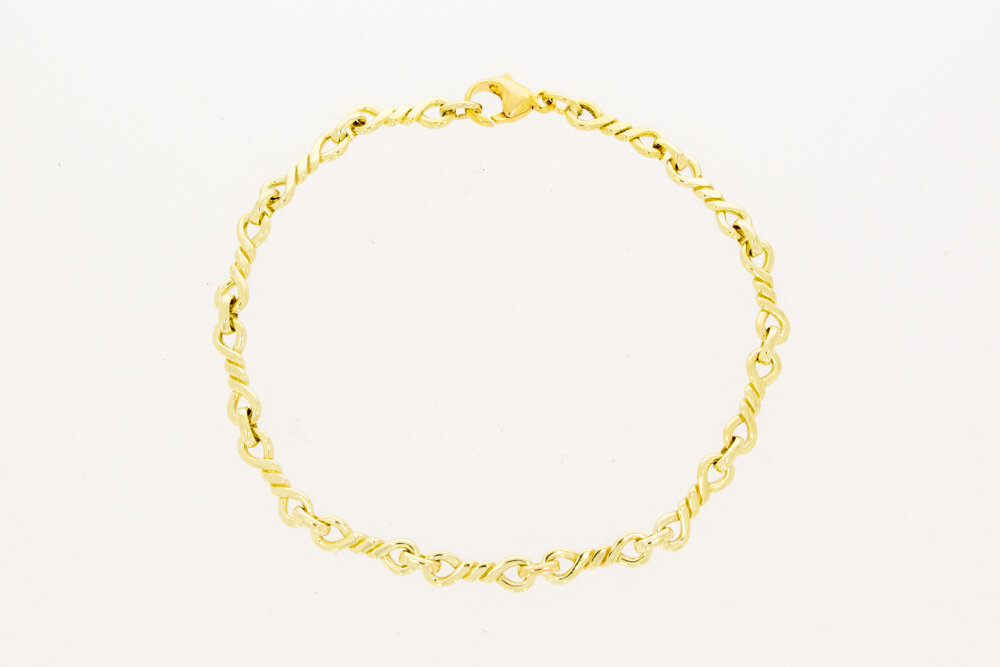 14 Karaat geel gouden schakelarmband - 20,5 cm