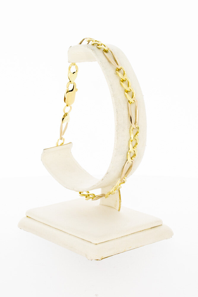 14 karaat goud Figaro schakelarmband - 22 cm