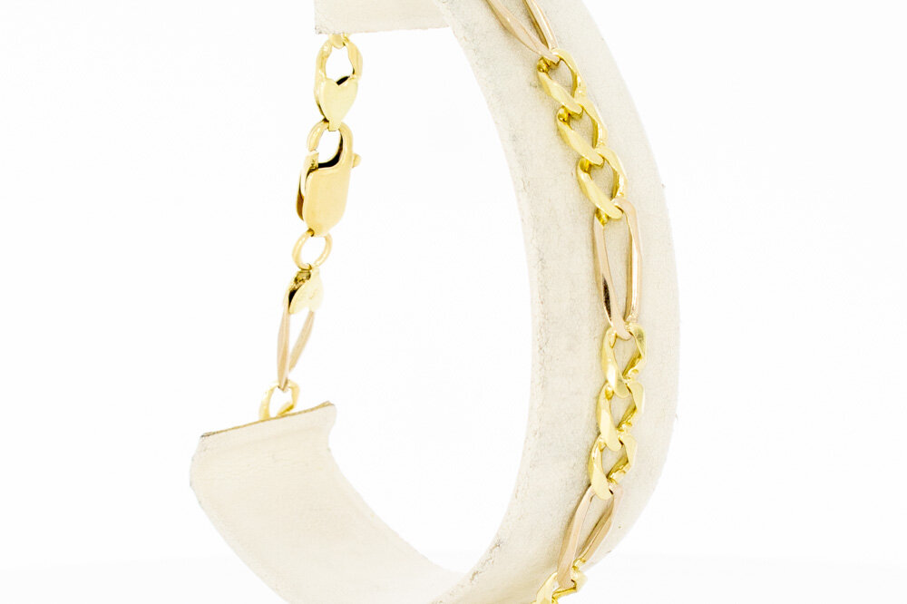 14 karaat goud Figaro schakelarmband - 22 cm