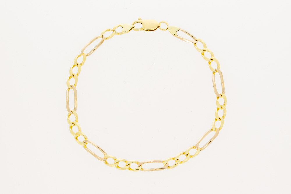 14 karaat goud Figaro schakelarmband - 22 cm