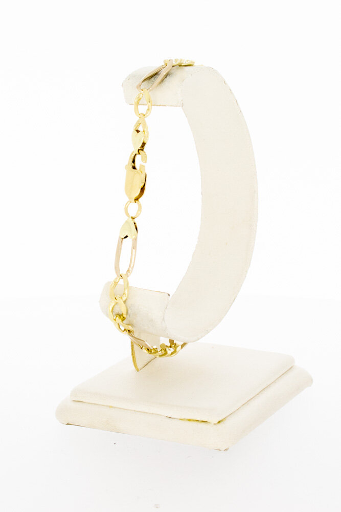 14 karaat goud Figaro schakelarmband - 22 cm