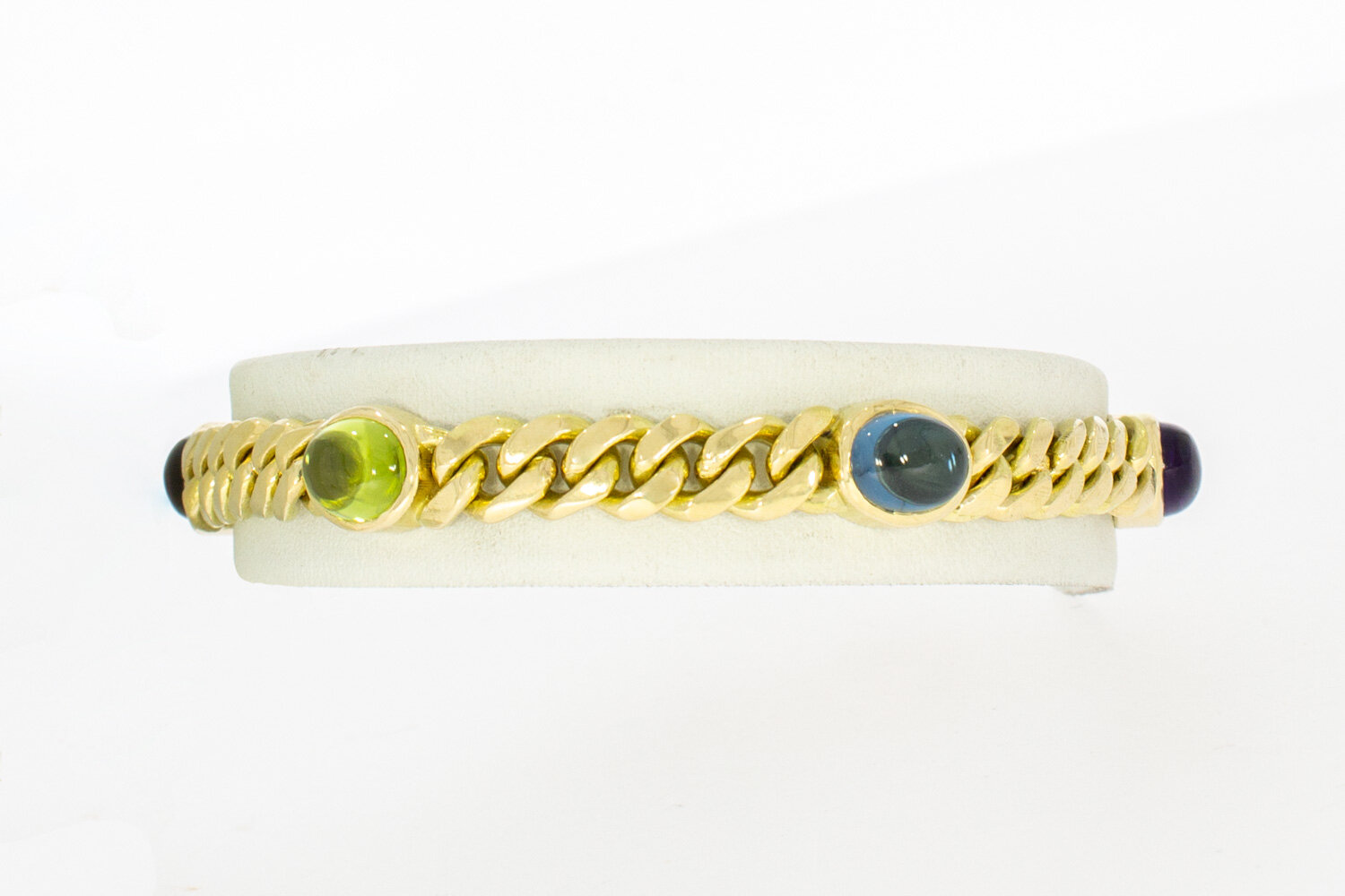 Edelsteen- armband 14 karaat goud  - 19,1 cm