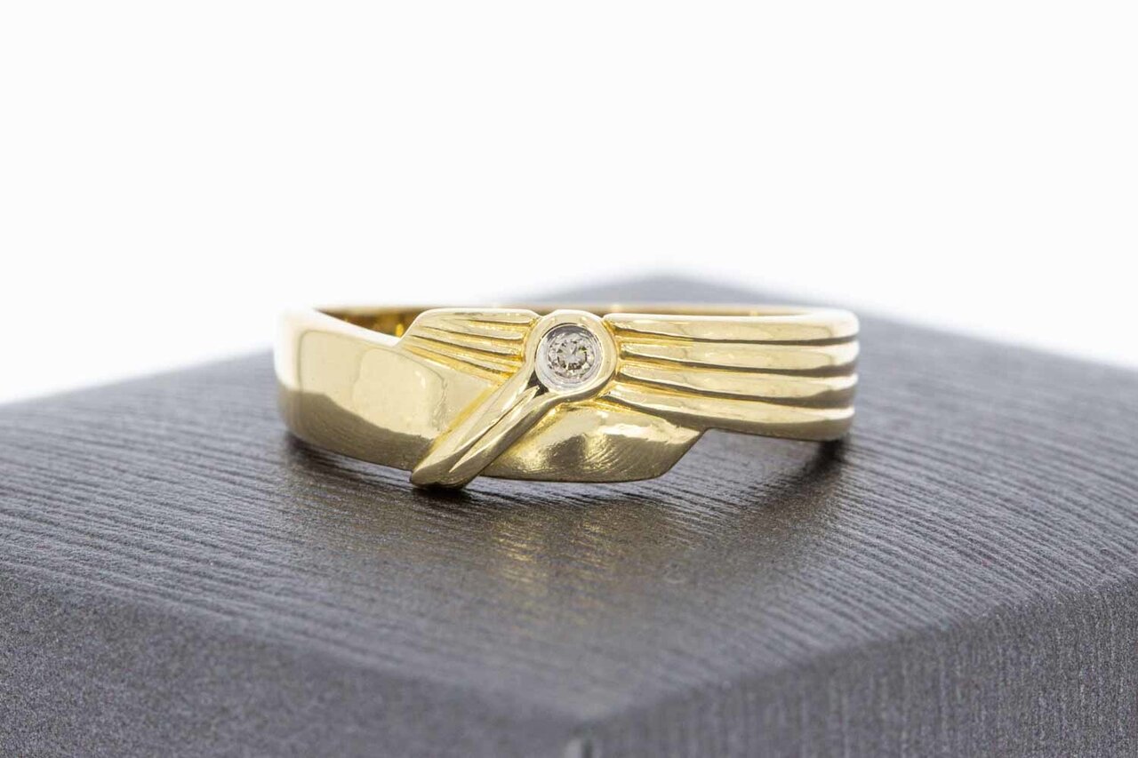 14 Karaat gouden diamant ring - 17,5 mm
