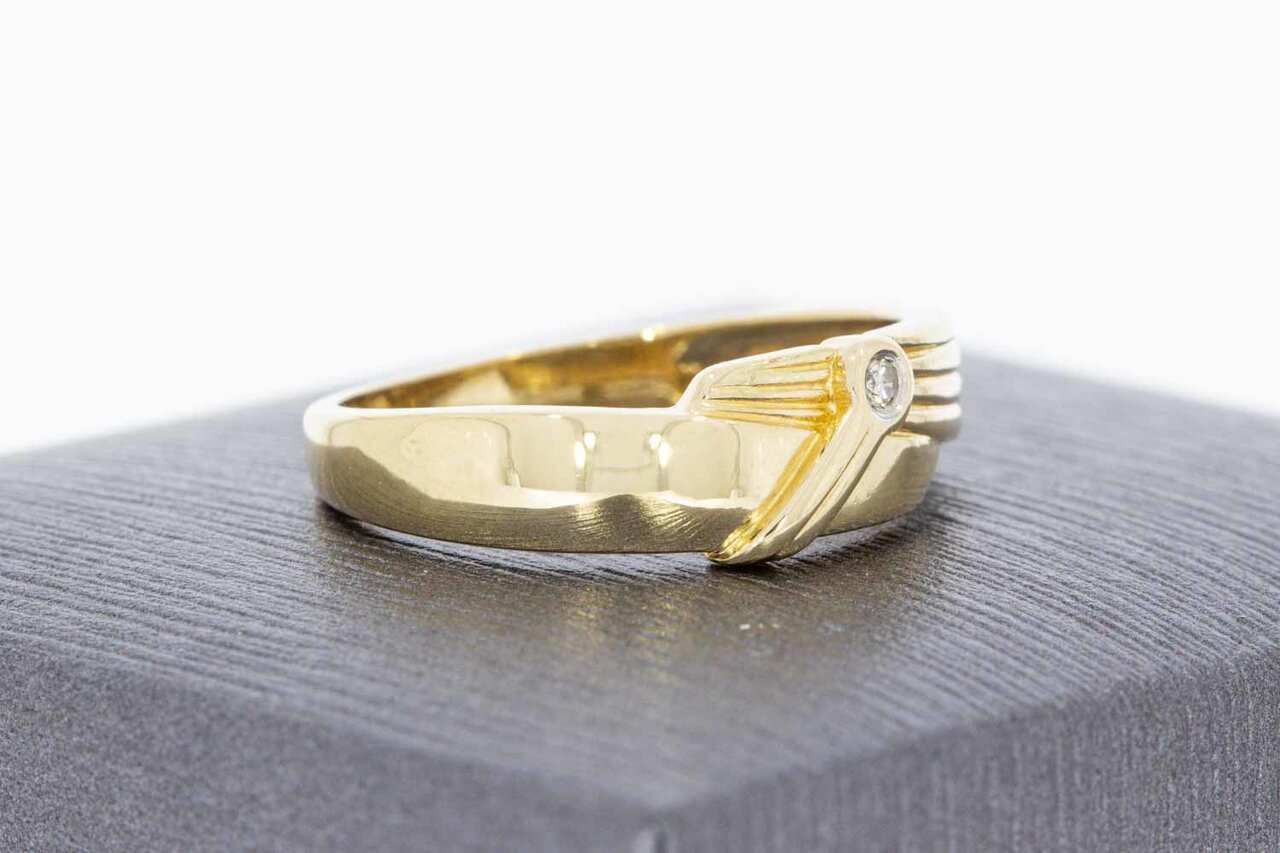 14 Karaat gouden diamant ring - 17,5 mm