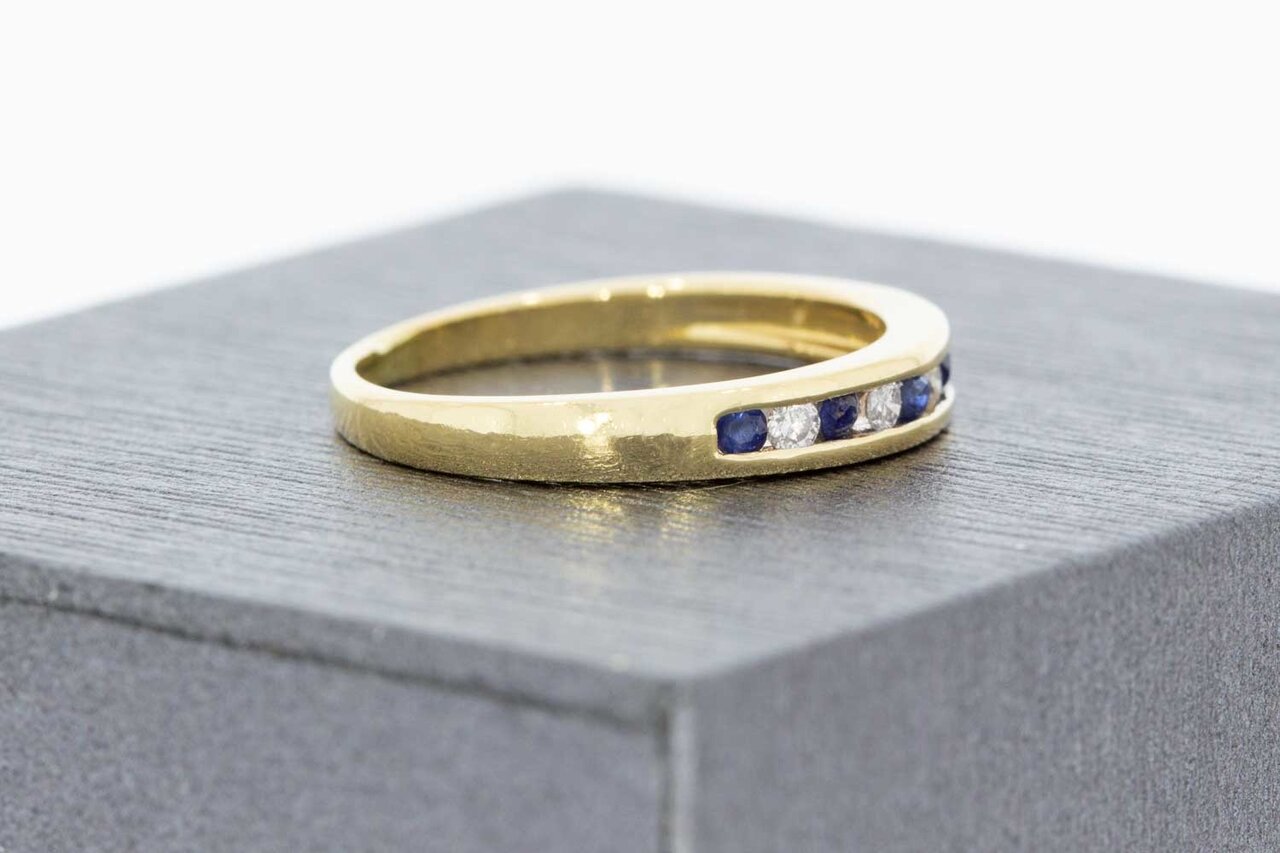 14 Karaat goud ring met Saffier - 16,3 mm
