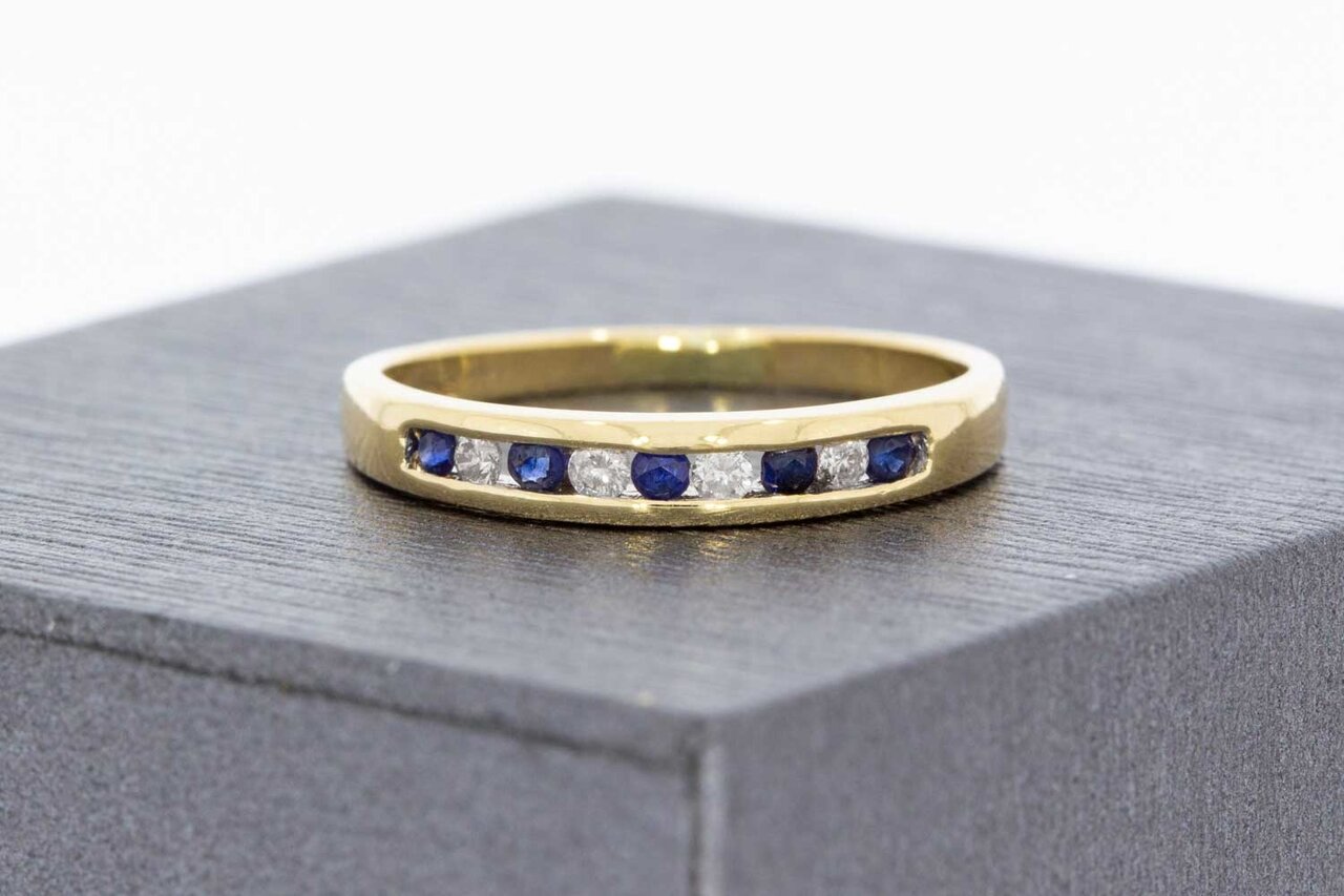 14 Karaat goud ring met Saffier - 16,3 mm