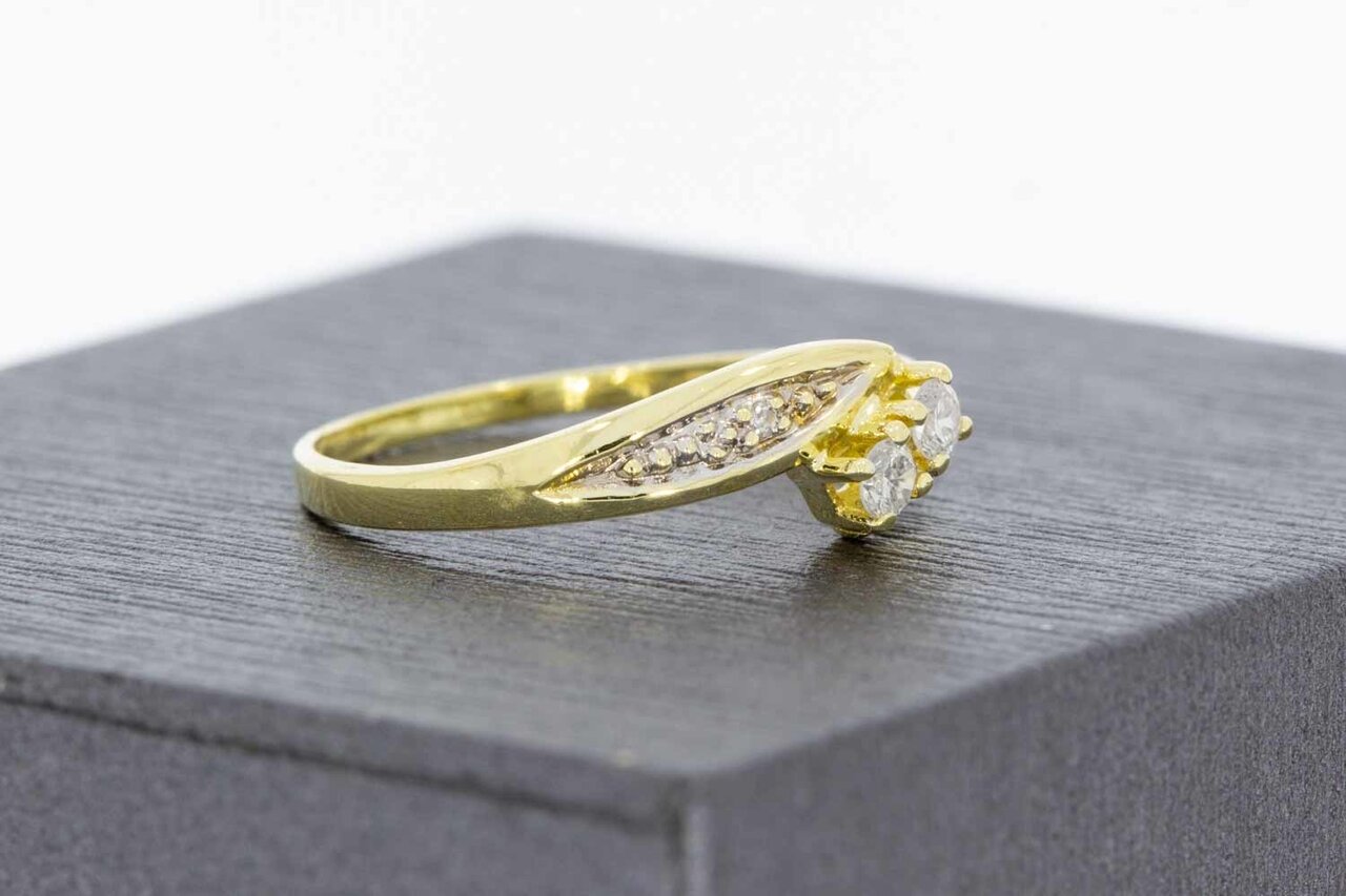 14 Karaat goud damesring met Diamant - 16 mm
