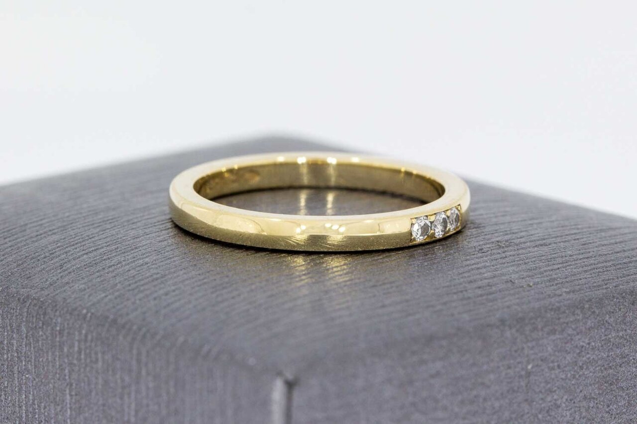 14 Karaat gouden Diamant Aanschuifring - 16,5 mm