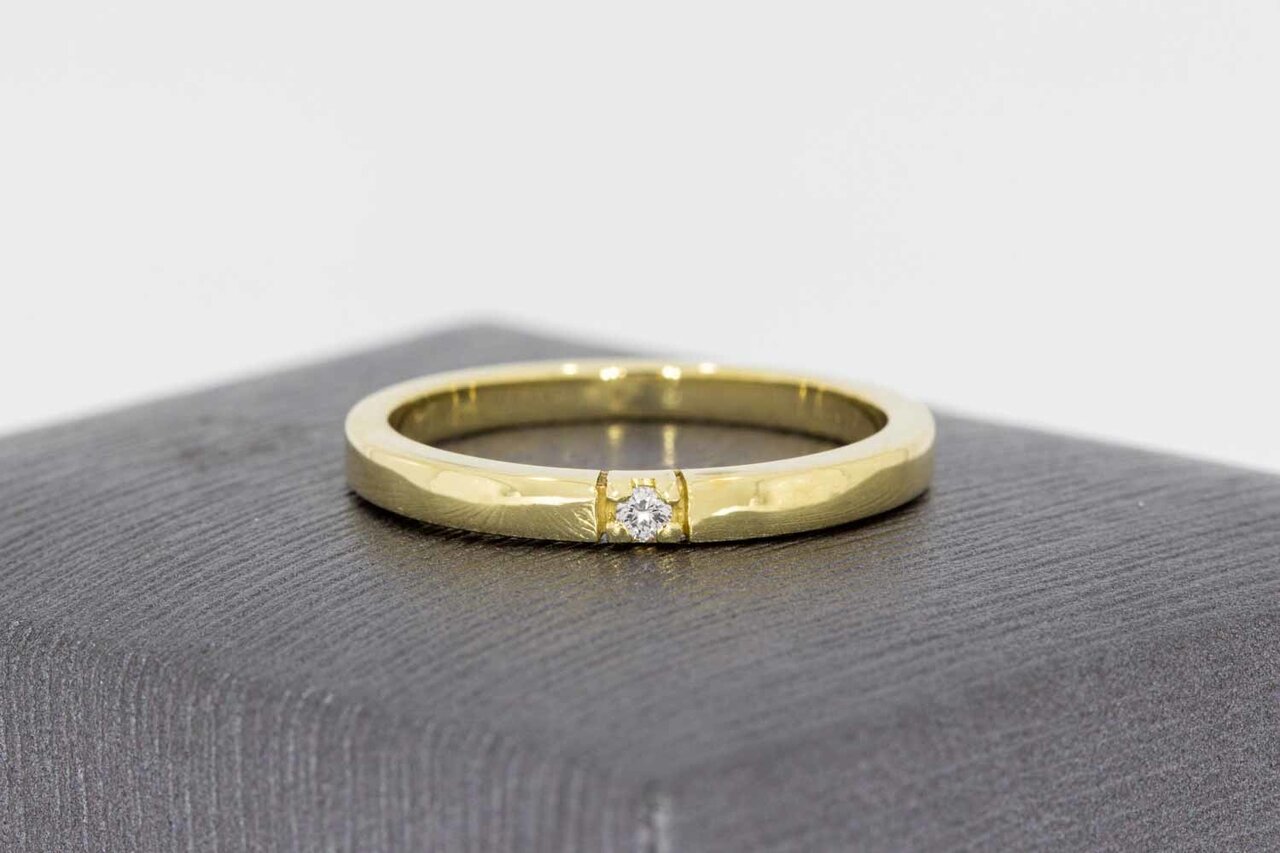 14 Karaat gouden diamantring - 17 mm