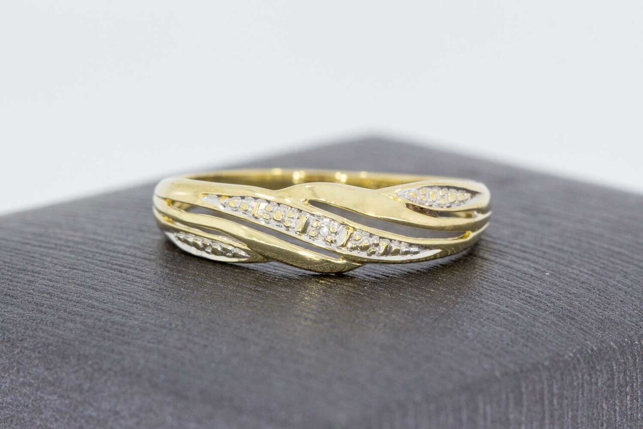 14 Karaat gouden diamant Bandring - 17,5 mm