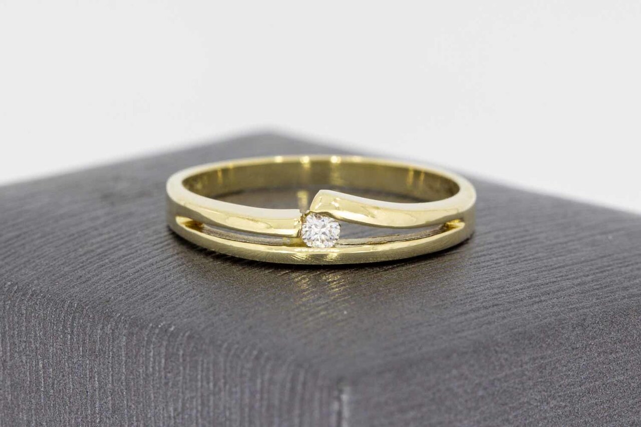 14 Karaat gouden Zirkonia ring - 18,1 mm