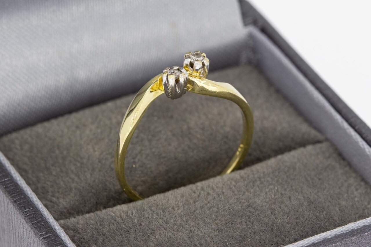 14 Karaat gouden diamant ring - 16,6 mm