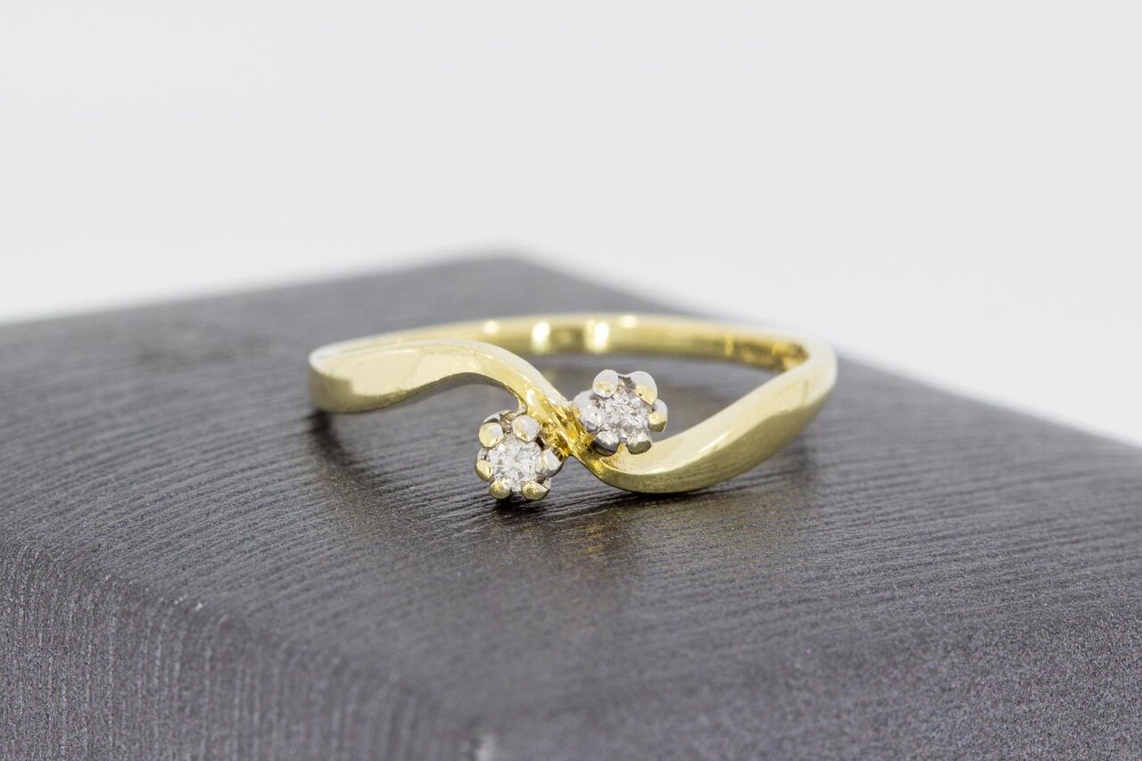 14 Karaat gouden diamant ring - 16,6 mm