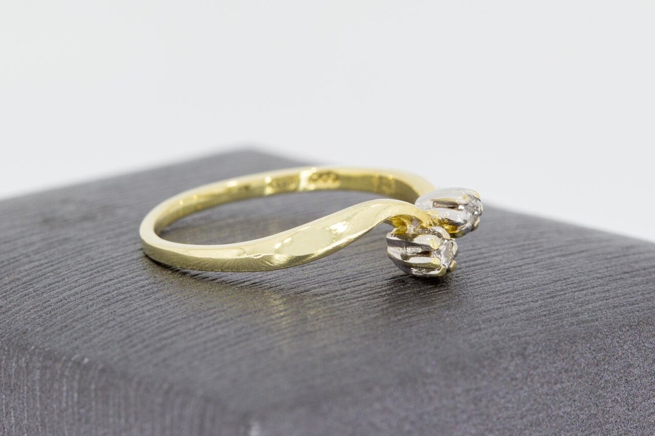 14 Karaat gouden diamant ring - 16,6 mm