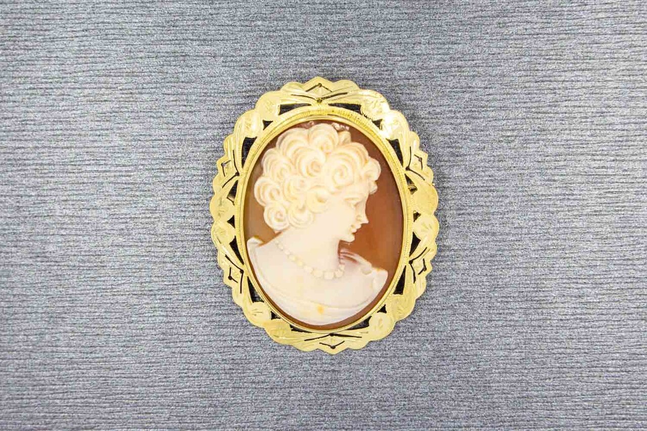 14 karaat gouden Camee hanger - 4 cm