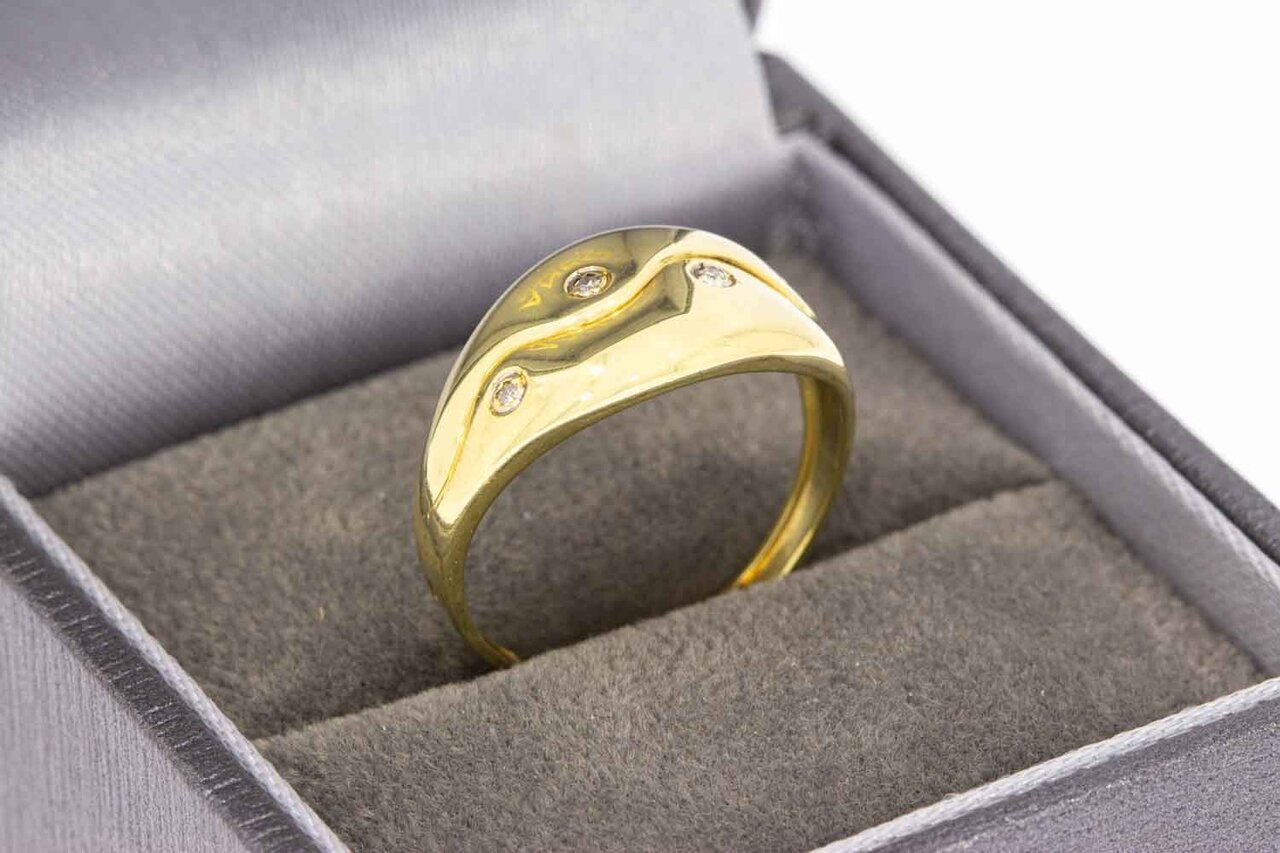 14 Karaat geelgouden diamant ring - 17,1 mm