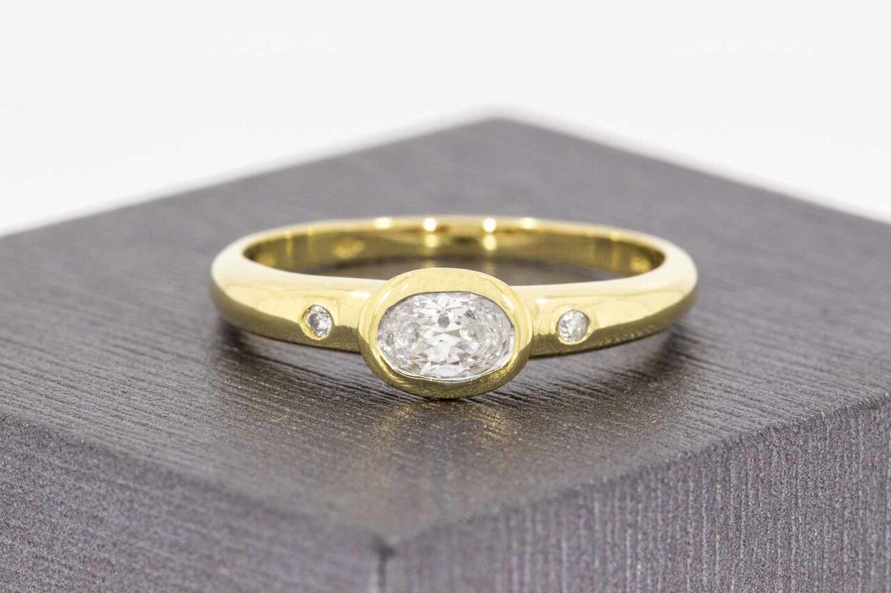 14 Karaat goud Zirkonia damesring - 19,4 mm