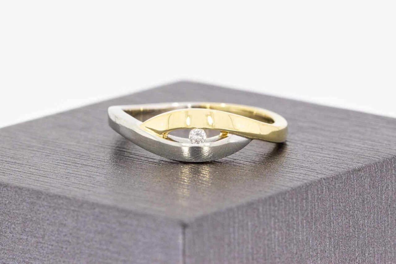 14 Karaat bicolor diamant ring - 17,9 mm