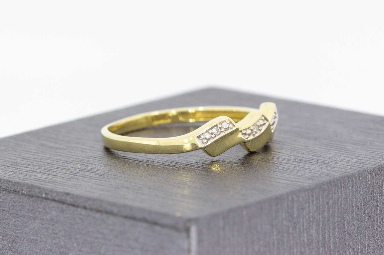 Bicolor 14 Karaat gouden Diamant ring - 17,9 mm