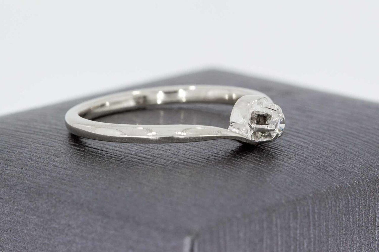 14 karaat witgouden diamantring - 18,4 mm