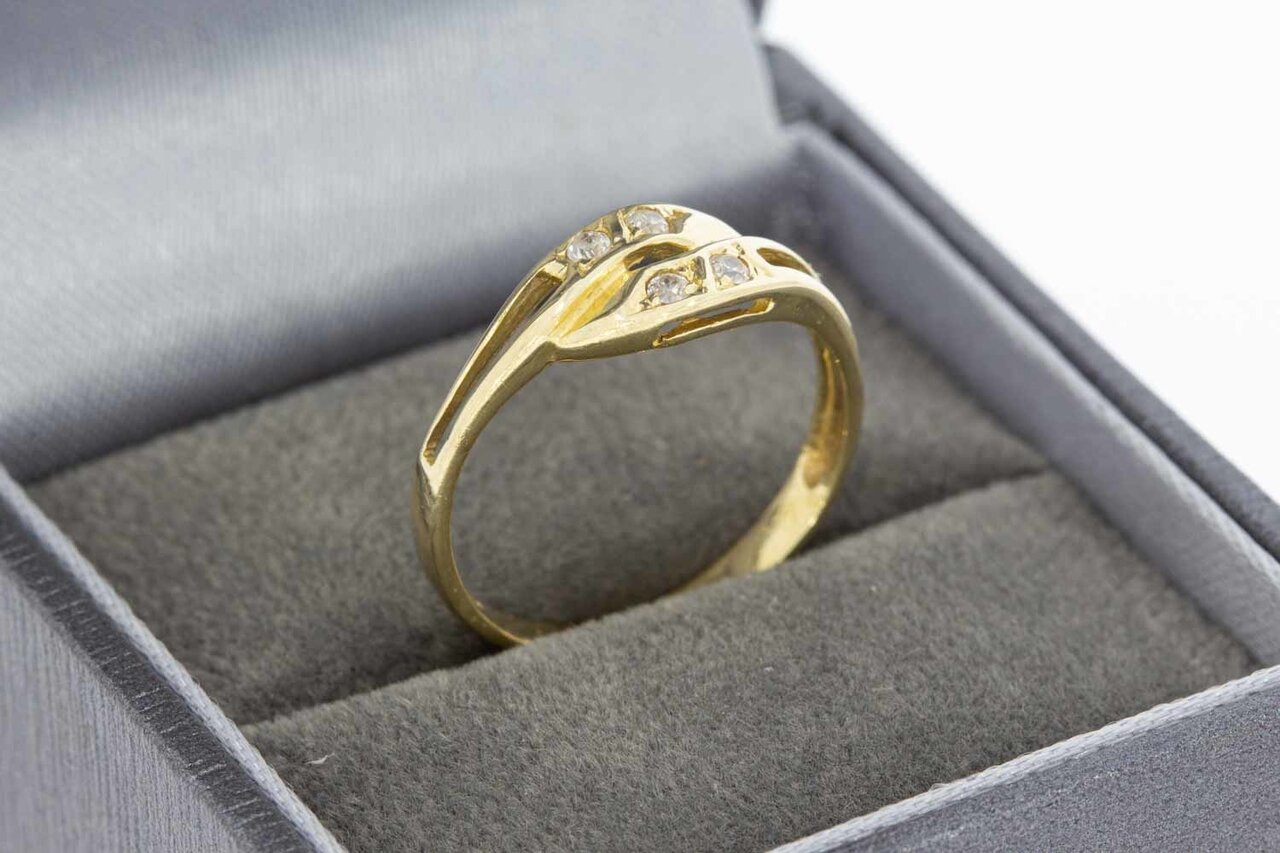 14 Karaat gouden zirkonia ring - 18,6 mm