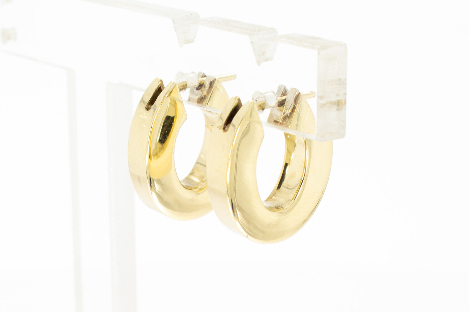 14 Karaat geel gouden ovale Creolen  - 14,5 mm