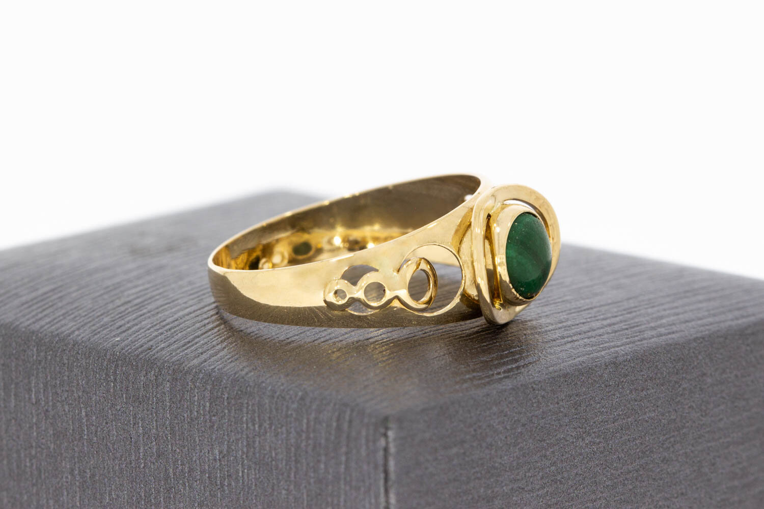 14 Karaat Vintage Malachiet ring - 18,1 mm