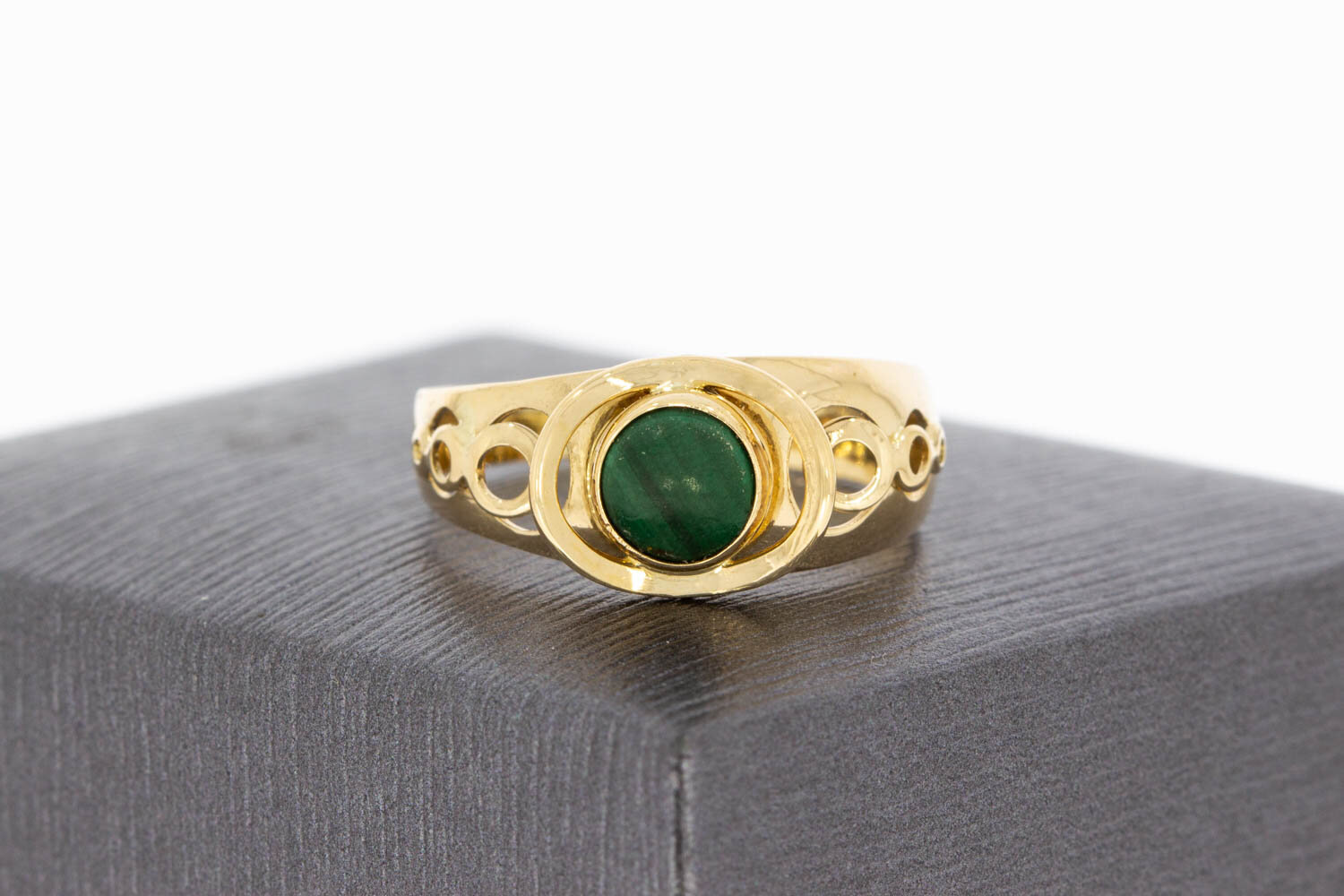 14 Karaat Vintage Malachiet ring - 18,1 mm