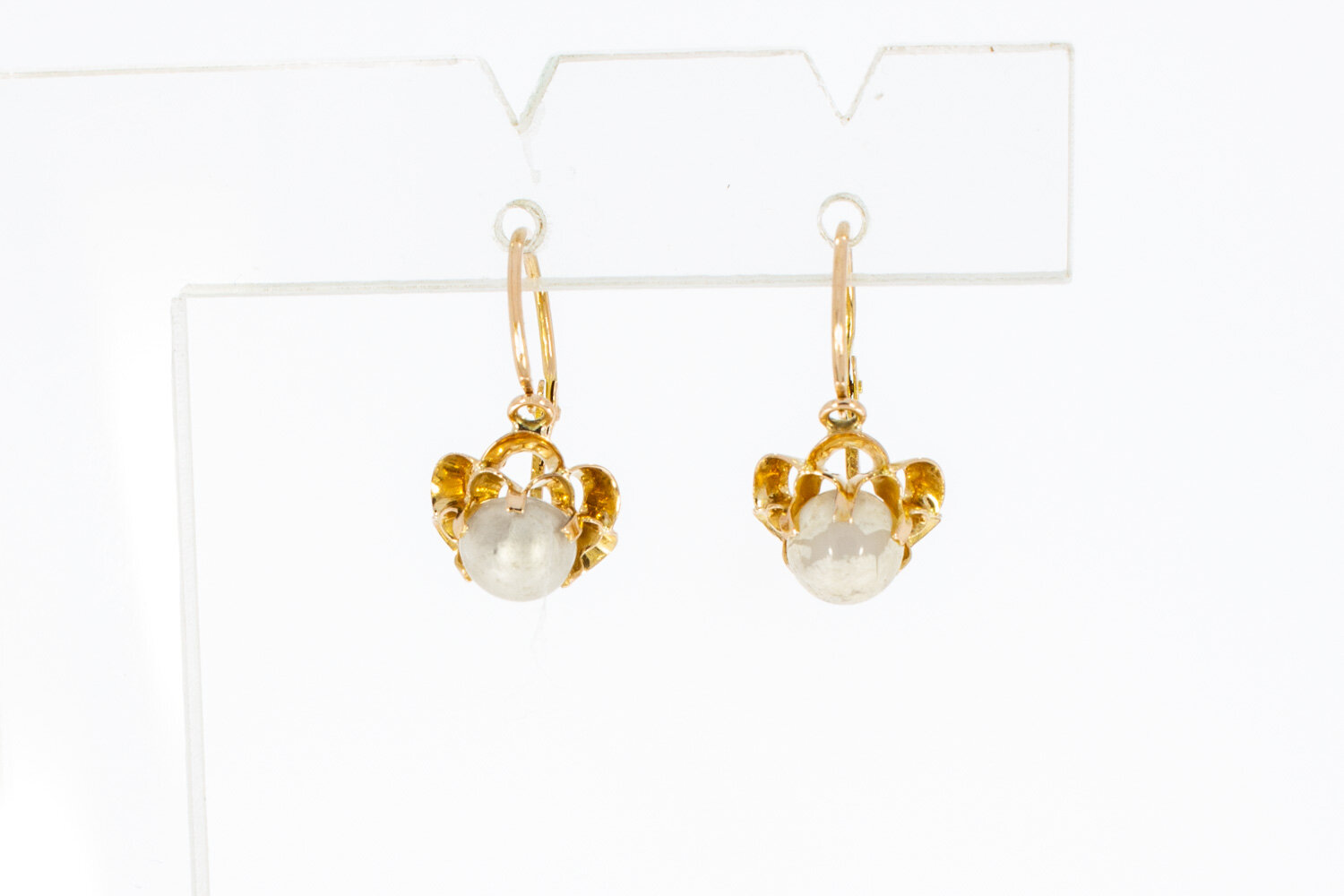 14 karaat gouden Parel Oorhangers - 1,4 cm
