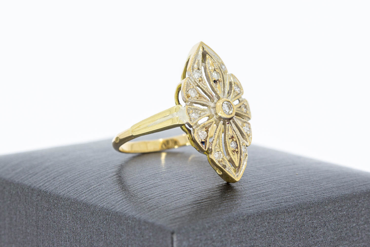 Vintage 14 karaat diamant dames ring - 17,7 mm